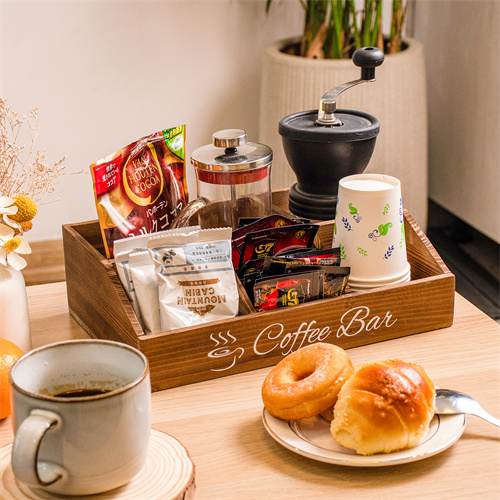 Wooden Coffee Bar Storage Organizer